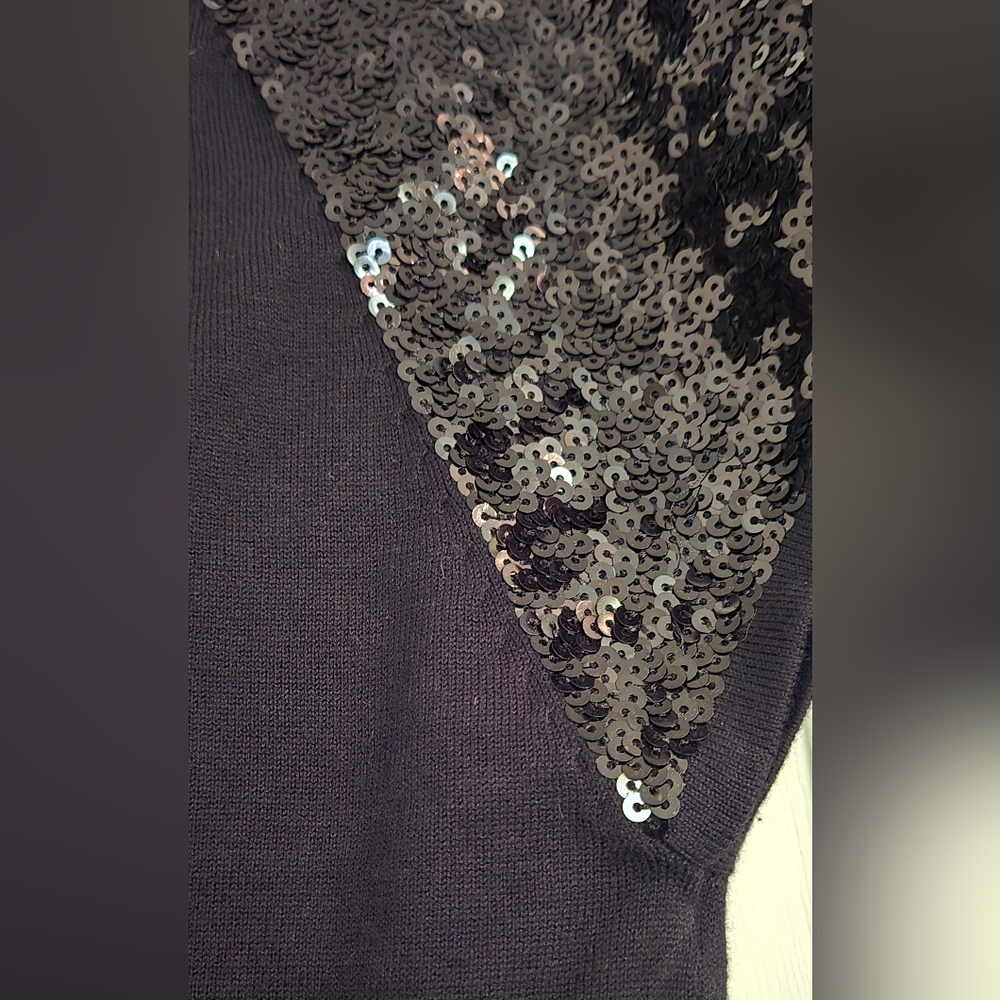 Calvin Klein Black Sequin Crop Cardigan Sweater Shrug - Picture 11 of 11